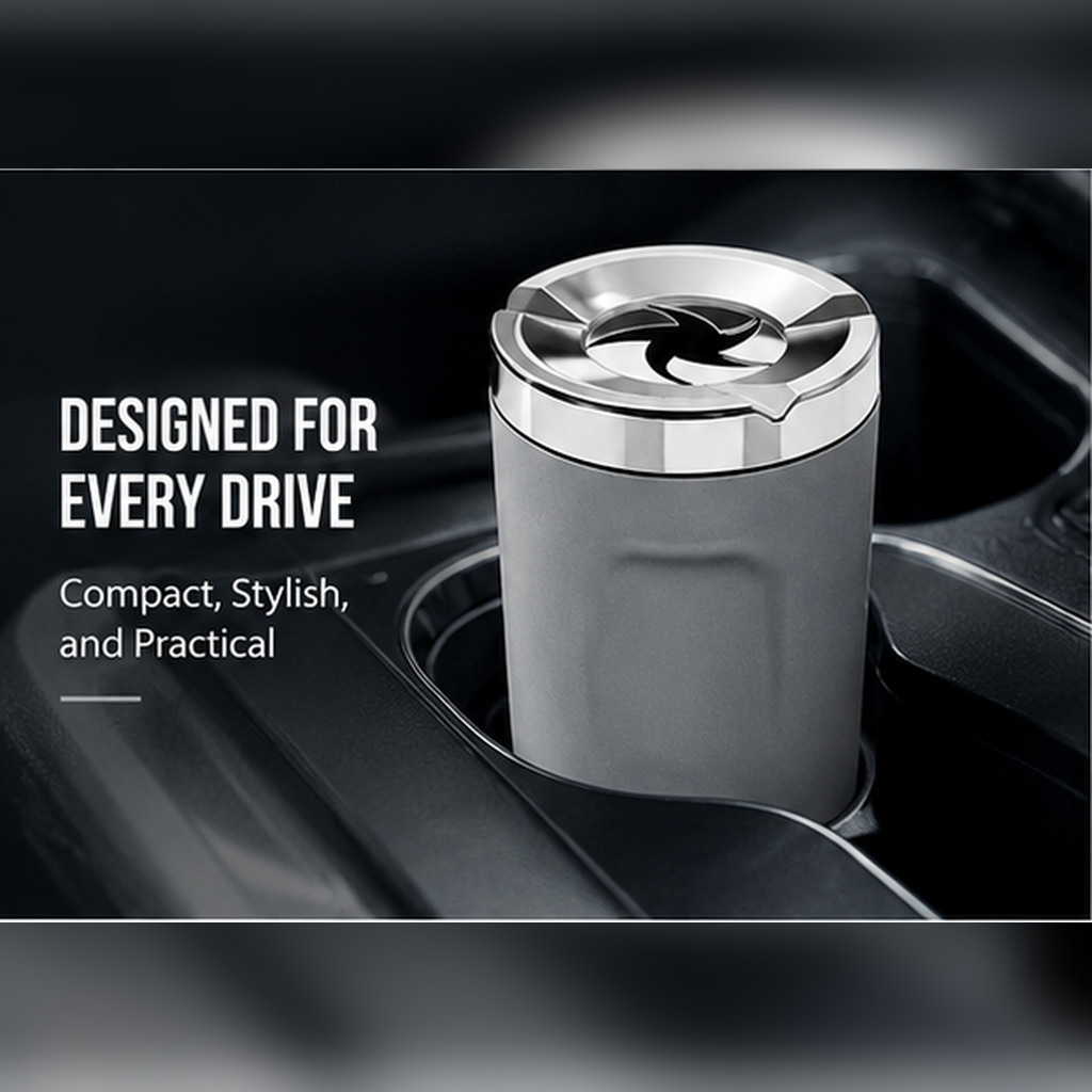 🌀 Rotating Lid Car Ashtray 🖤 Stylish Car Interior Ashtray