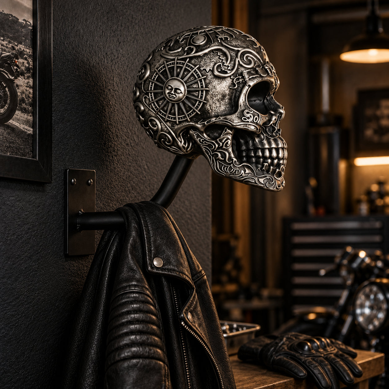 💀 Show Off Your Helmet in Style! Heavy-Duty Skull Helmet Holder & Wall Mount Display 🏍️🔥