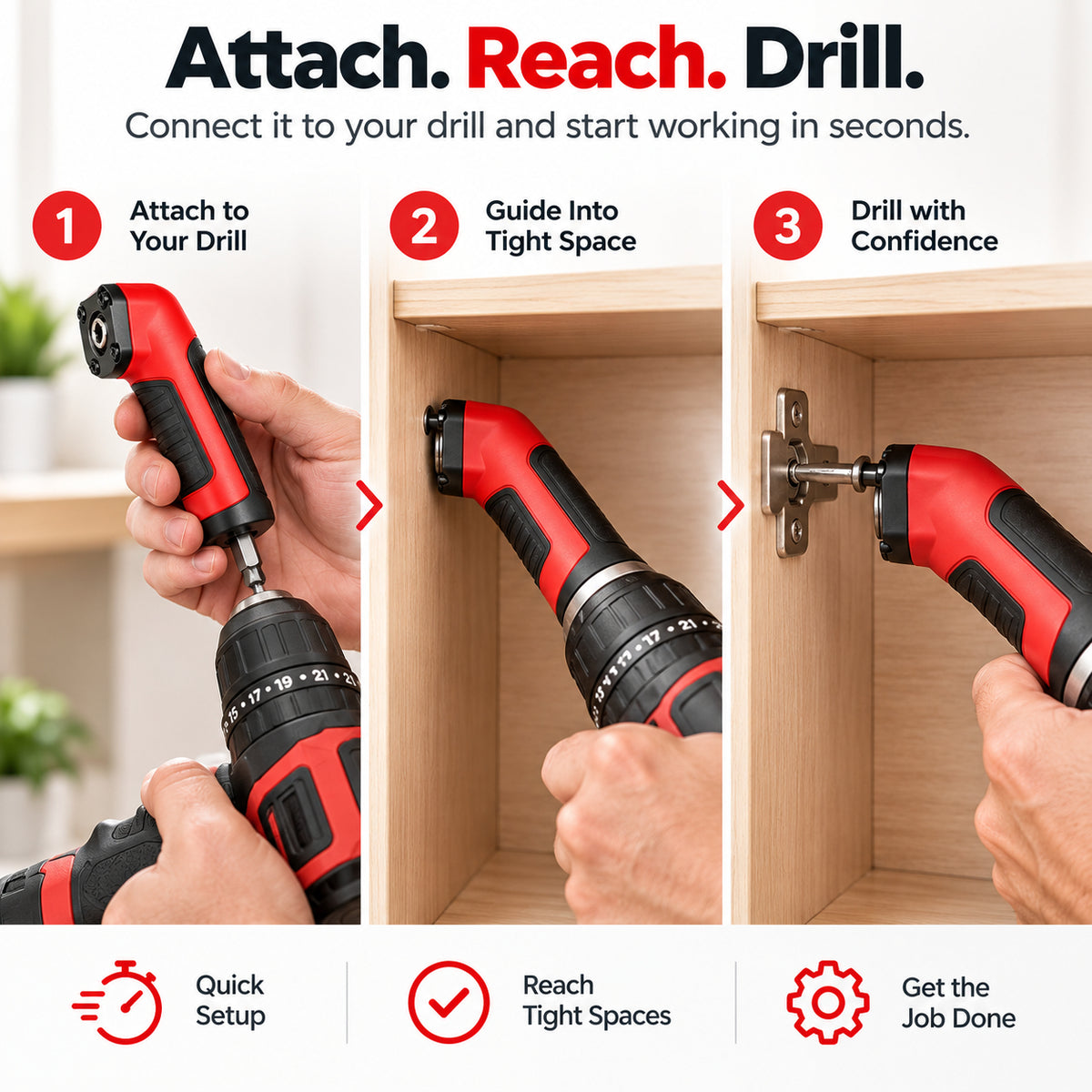 🔧 Reach Every Tight Corner — 90° Magnetic Right Angle Drill Adapter