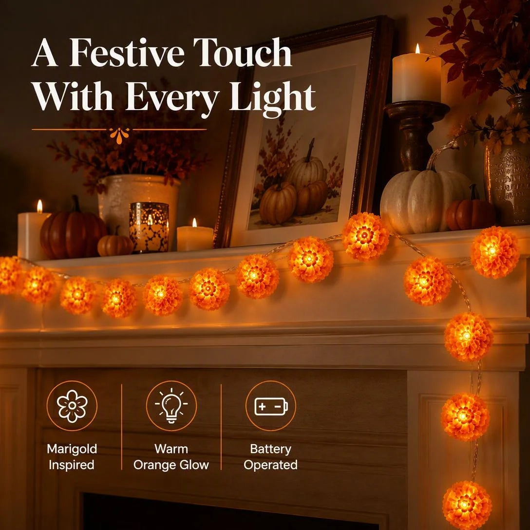 🌼 Illuminate Your Ofrendas with Warmth! Marigold LED Memorial String Lights✨