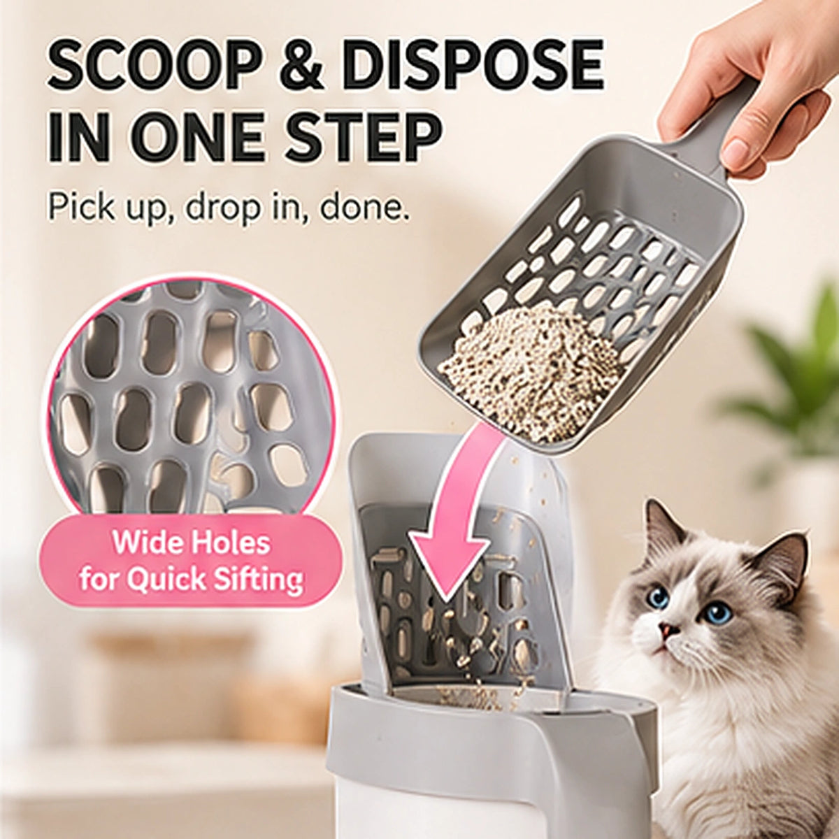 All-in-One Cat Litter Scoop & Waste Bin