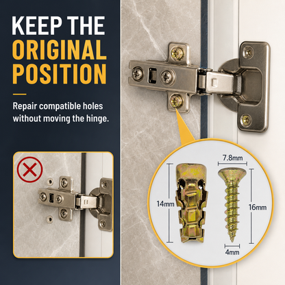 🔩Quick Repair Kit for Cabinet Door Hinge Screw Stripped Holes