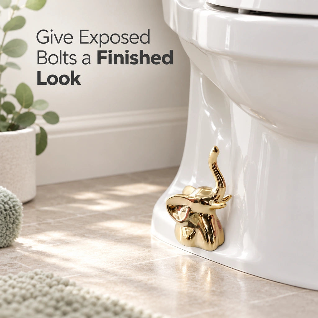 ✨2 Pack Golden Elephant-Shaped Toilet Base Bolt Decorative Cover