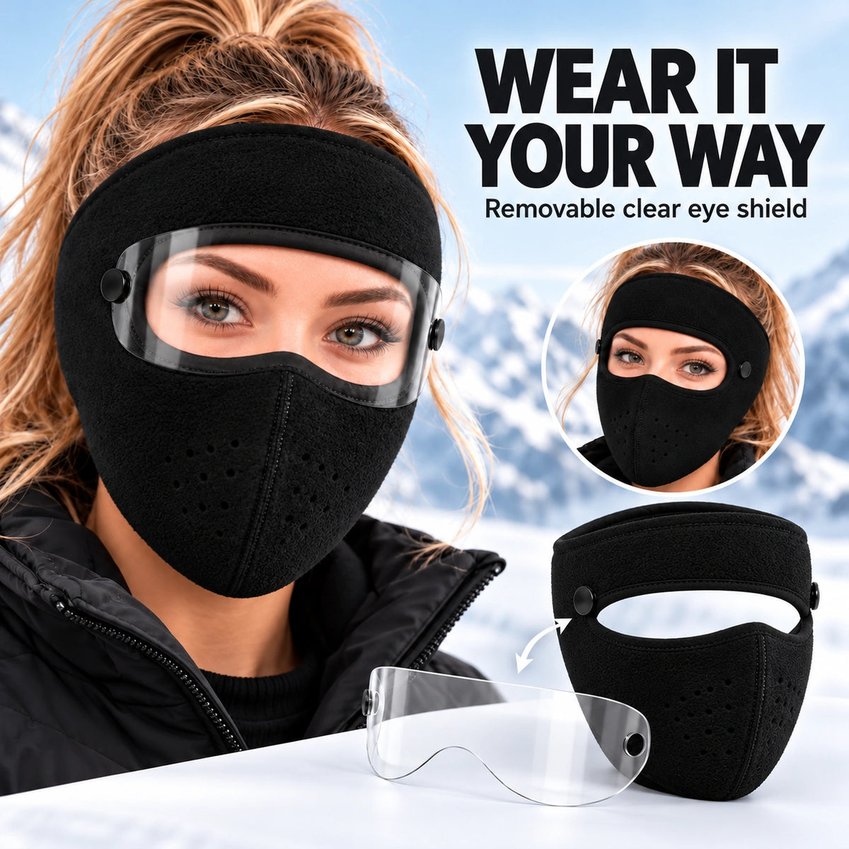 🧣Winter Fleece Face Mask (2-Pack, with Detachable Goggles)