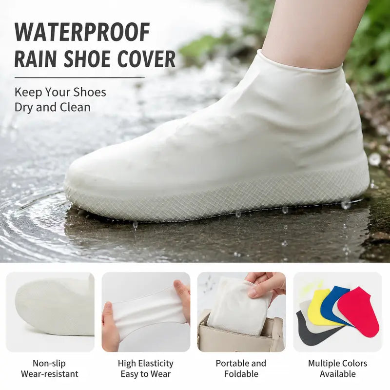 Silicone Rainproof Shoe Covers, Waterproof And Wear-Resistant（A Pair）