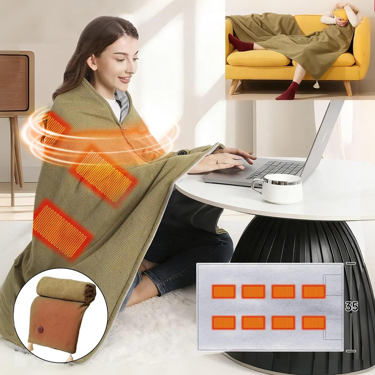 Heated shawl with multiple heating zones and temperature control