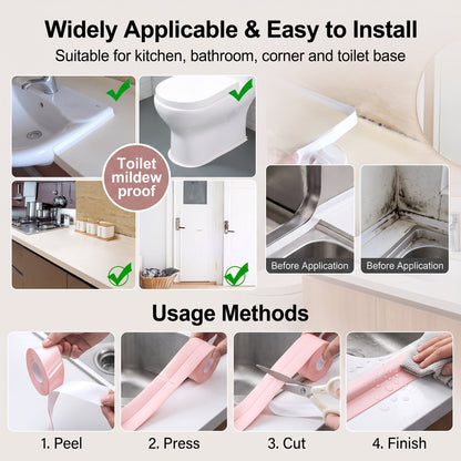 🔥 BUY 3 GET 1 FREE🚀 Instant Home Makeover — Peel & Stick Waterproof Caulk Tape for Sink & Tub 🛁✨