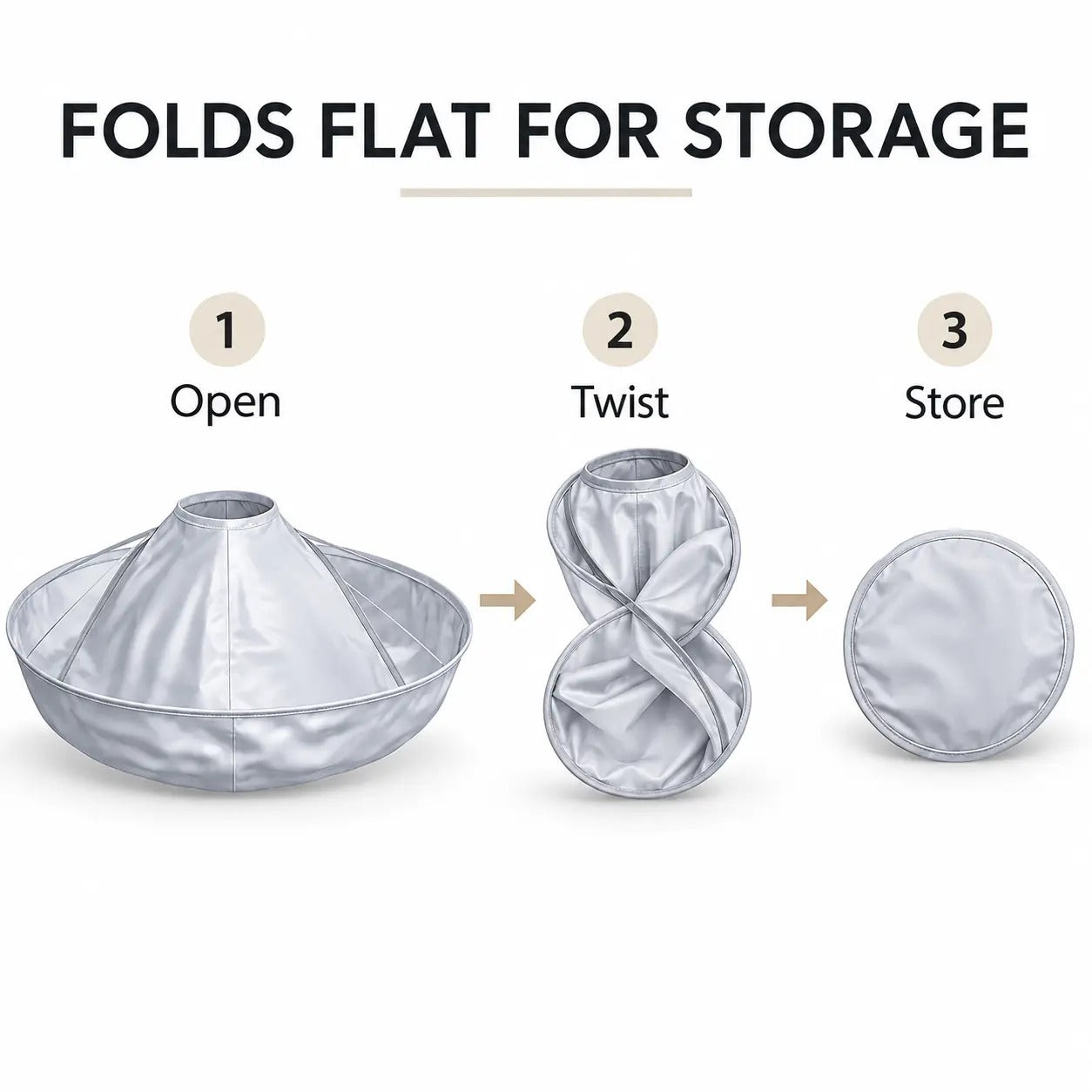 Haircut cape folding flat for storage