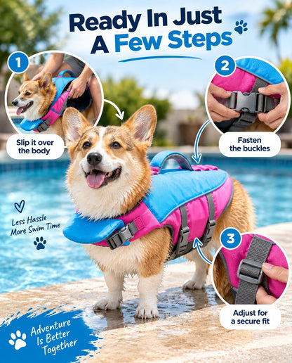 🐶 3-in-1 Safety Swim Gear for Dogs! 🌊 High-Buoyancy Life Vest 🤿 Front Head Support & Easy-Grab Handle 💕