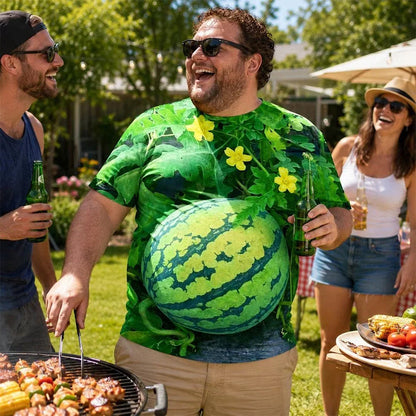 🍉Fun 3D Printed Watermelon Belly T-Shirt – Novel Summer Pattern T-Shirt