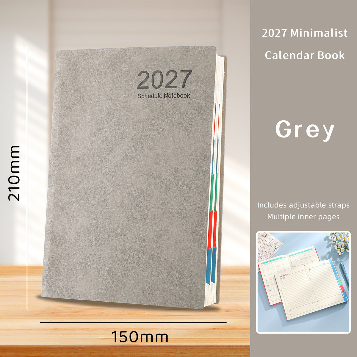 📅 2027 Deluxe Daily Planner with Pen – Waterproof Cover & Color-Coded Index 🖊️