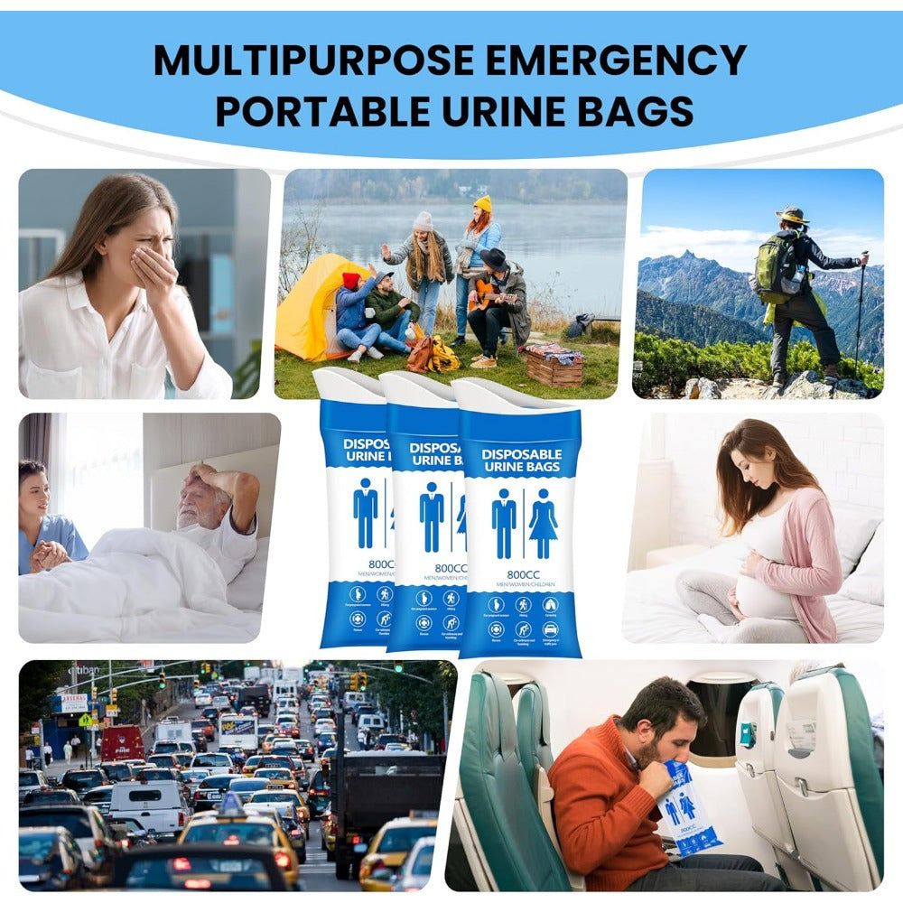 🚗 Traffic Jam Life-Saver | 12/24 Pcs Disposable Emergency Urine Bags (800ml), Portable Polymer Solidifying Vomit & Hygiene Bags for Camping & Travel ✨
