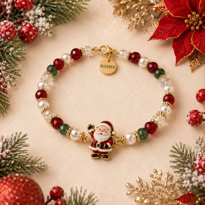 🌟 Festive Santa Claus Beaded Bracelet Gift Box 🎄 — Spread Joy & Blessings This Season! 💖