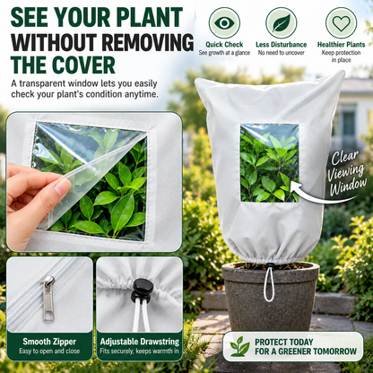 🌿 Plant Frost Protection Cover – Breathable Reusable Winter Cover with Clear Viewing Window