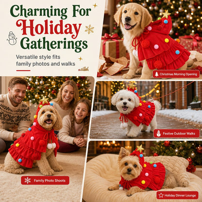 🎄Christmas Tree Pet Cloak Costume | Cute Hooded Dog & Cat Holiday Cape🐶