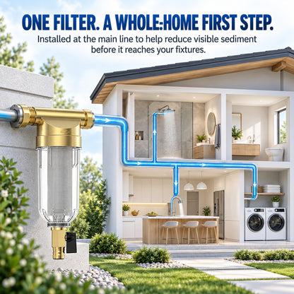 🚰 Reusable Spin-Down Sediment Water Filter – Fits 1/2", 3/4" & 1" Pipes 💧