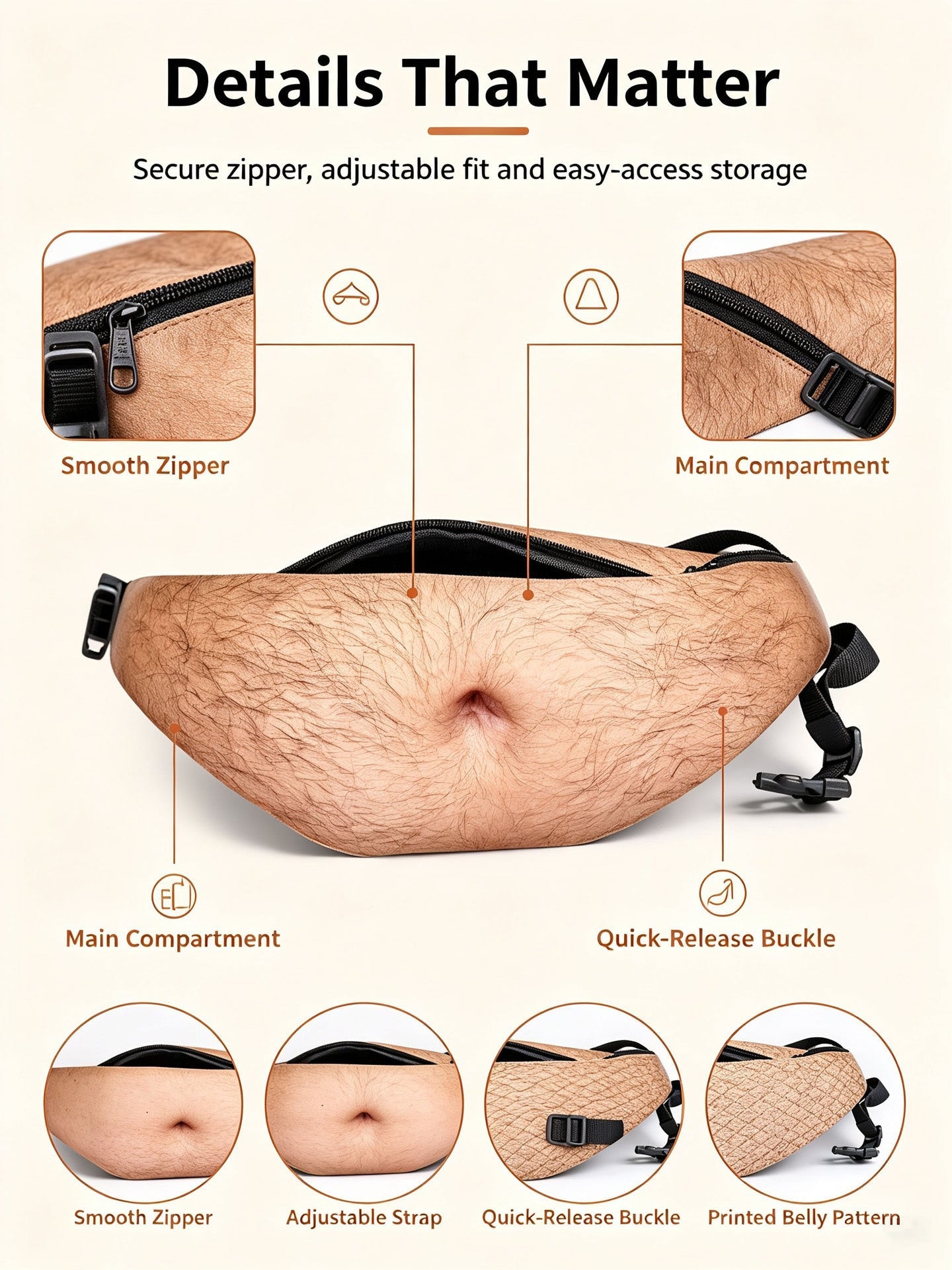 😂 Hilarious Fake Beer Belly Fanny Pack - The Ultimate Gag Gift & Prank Waist Bag 🍺