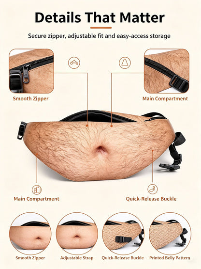 😂 Hilarious Fake Beer Belly Fanny Pack - The Ultimate Gag Gift & Prank Waist Bag 🍺