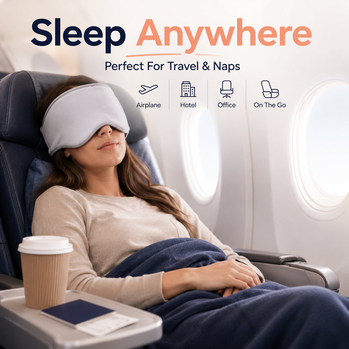 😴 360° Weighted Blackout Sleep Mask – No Tight Strap Just Soft Wraparound Comfort