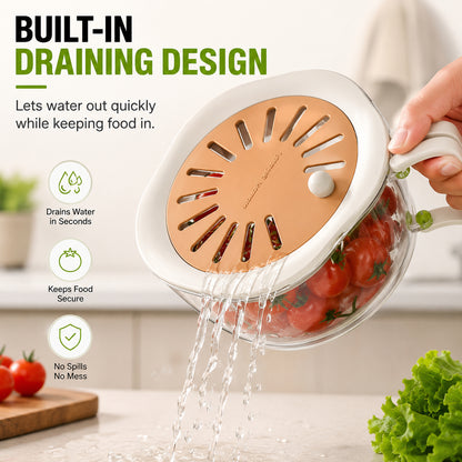 3-Pack Fruit & Vegetable Washing Bowl Set | Wash, Drain & Store 🥗✨