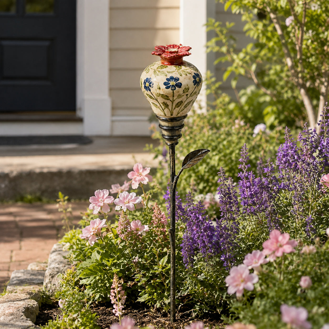 Vintage Ceramic Hummingbird Feeder Garden Stake (Set of 3) 🌺🐦✨ Best Seller