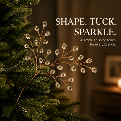 🌟 Elegant Crystal Beaded Branch Picks for Christmas Tree 💎 — Make Every Light Sparkle! 🎁