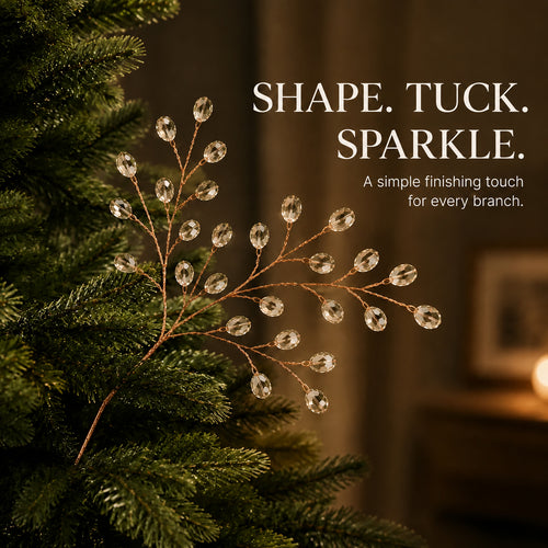 🌟 Elegant Crystal Beaded Branch Picks for Christmas Tree 💎 — Make Every Light Sparkle! 🎁