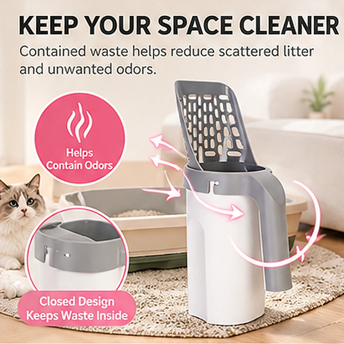 All-in-One Cat Litter Scoop & Waste Bin