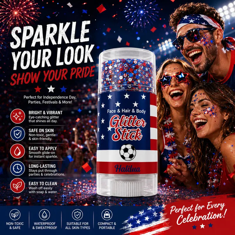 🌈🎆 4th of July Glitter Stick | Red, White & Blue Body & Hair Sparkle