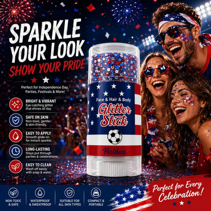 🌈🎆 4th of July Glitter Stick | Red, White & Blue Body & Hair Sparkle