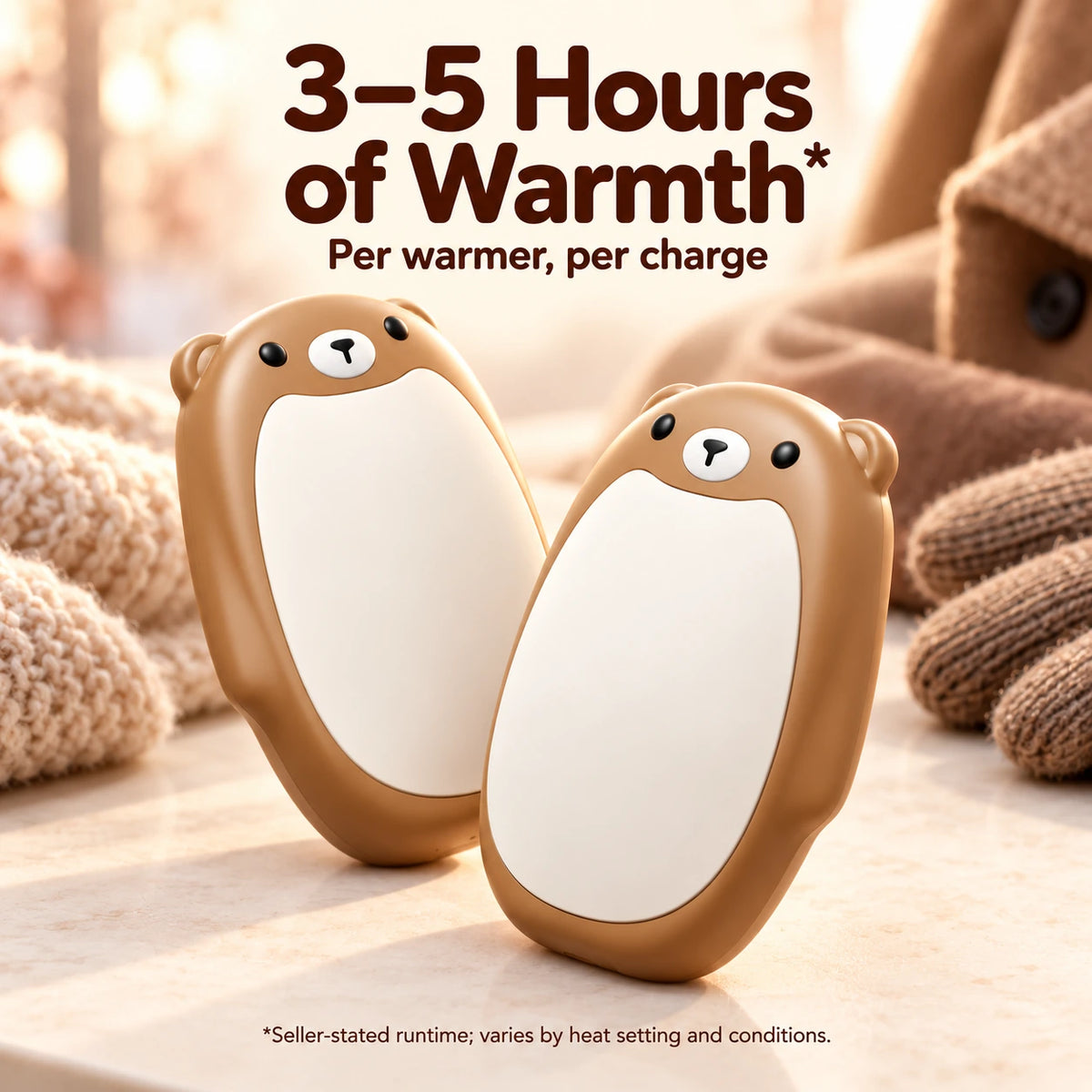 🔋Rechargeable Bear Hand Warmers— Magnetic, 3 Heat Settings & Pocket-Size Design