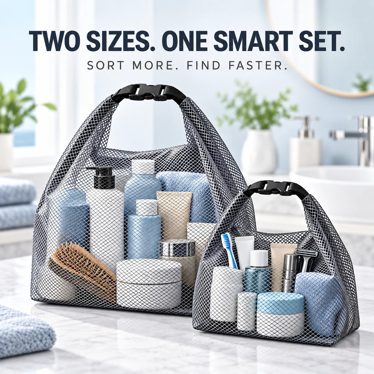 🧴Water-Resistant Travel Toiletry Caddy Set – Large & Small