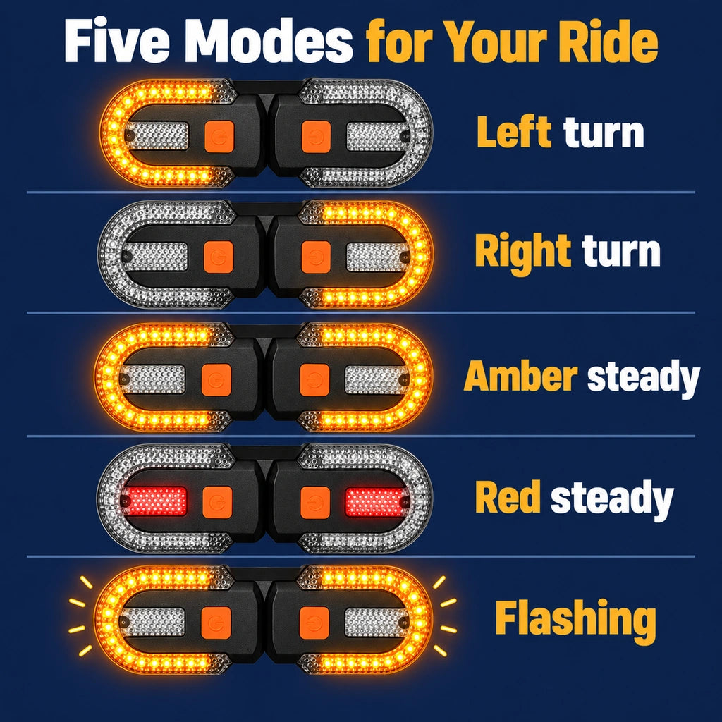🚲Wireless Bike Turn Signal Tail Light with Handlebar Remote