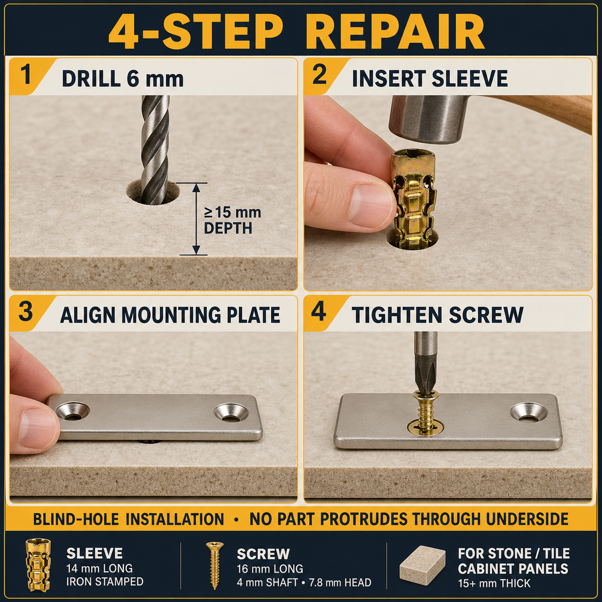 🔩Quick Repair Kit for Cabinet Door Hinge Screw Stripped Holes