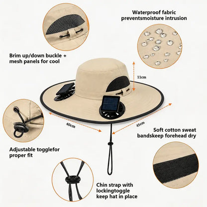 💨 UPF 50+ Sun Protection Dual Solar Fan Fishing Hat