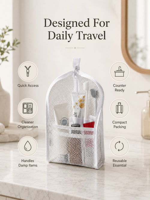 Self-Standing Travel Toiletry Pouch | No Propping, No Digging 🧳