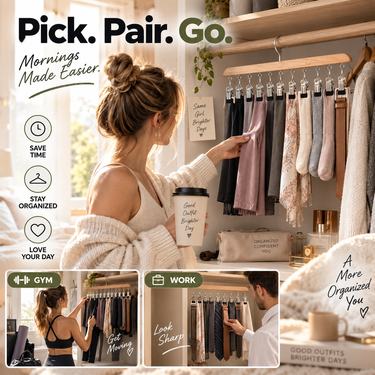 🌿 10-Clip Wooden Hanger – Organize More, Save Closet Space