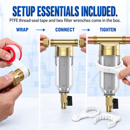 🚰 Reusable Spin-Down Sediment Water Filter – Fits 1/2", 3/4" & 1" Pipes 💧