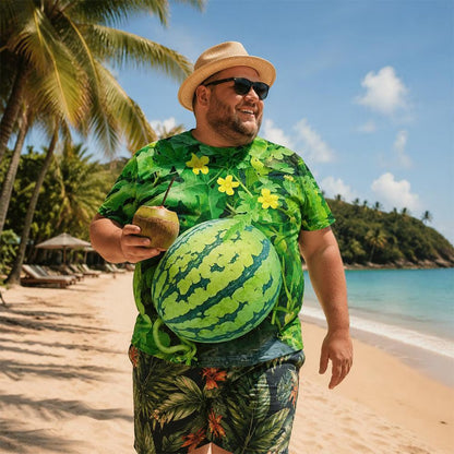 🍉Fun 3D Printed Watermelon Belly T-Shirt – Novel Summer Pattern T-Shirt