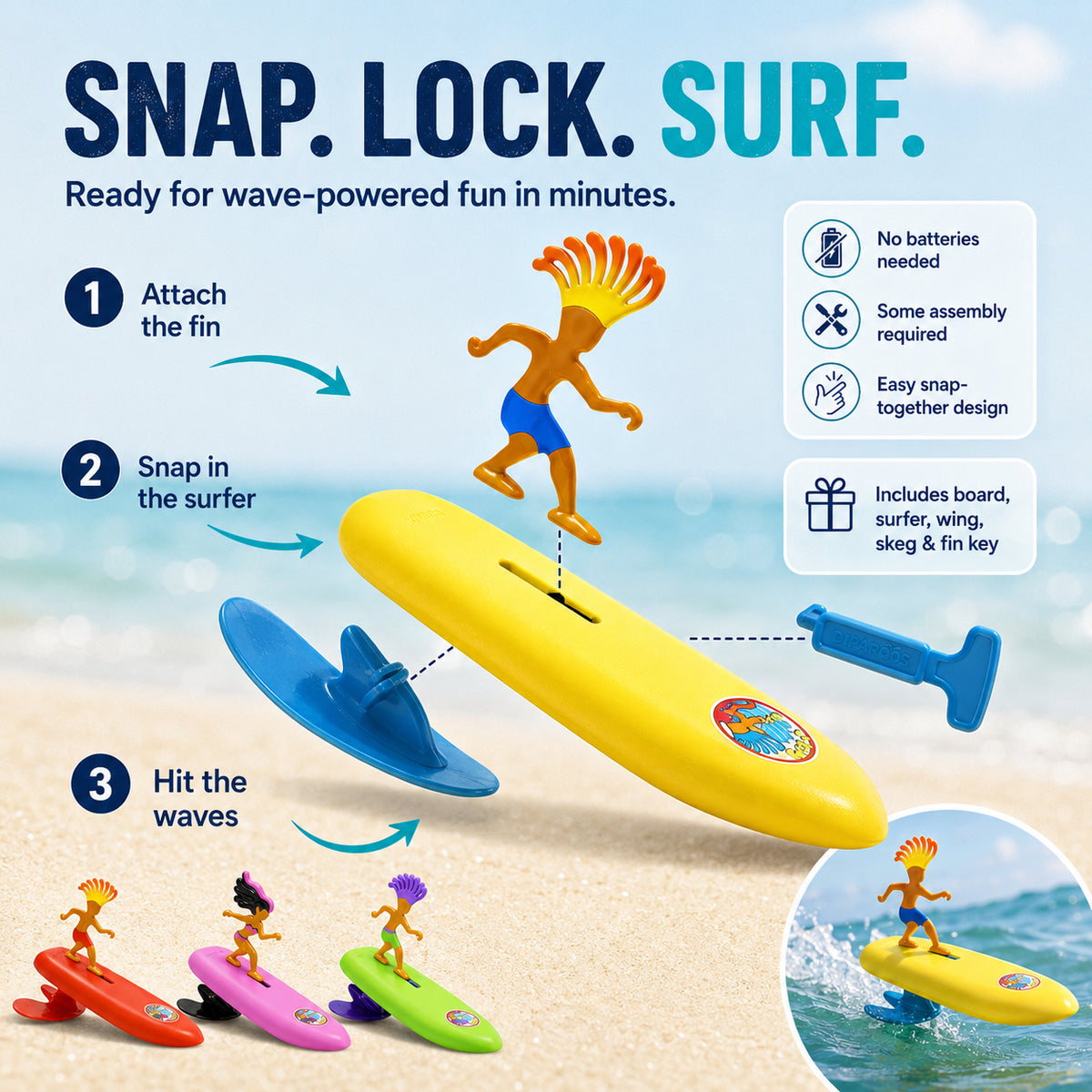 🏄‍♂️ Throw It In & Watch It Surf Back! Battery-Free Mini Wave Surfing Toy 🌊✨