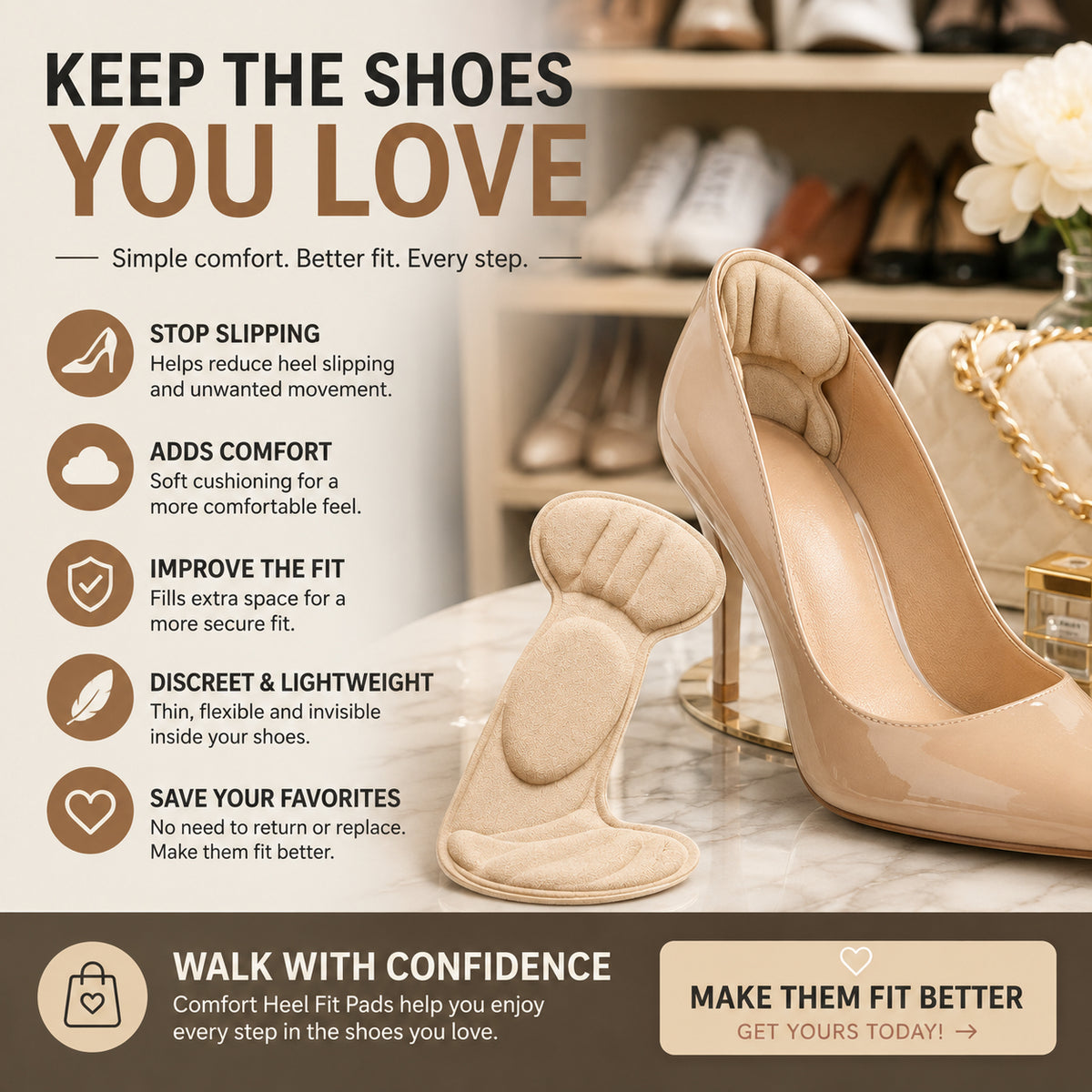 👠 10-Pair Pain-Free Heel Grips | Stop Shoes From Slipping & Blisters Fast ✨