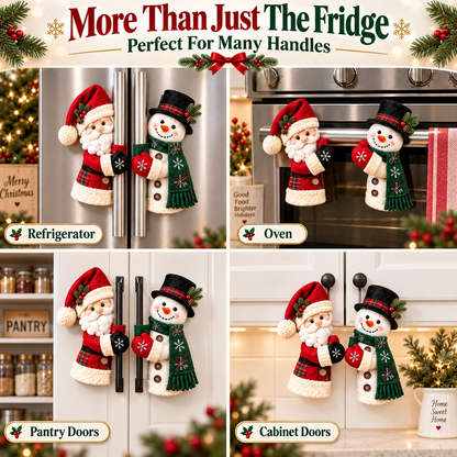 🎅⛄ Christmas Kitchen Handle Huggers – Santa & Snowman Holiday Decor 🎄