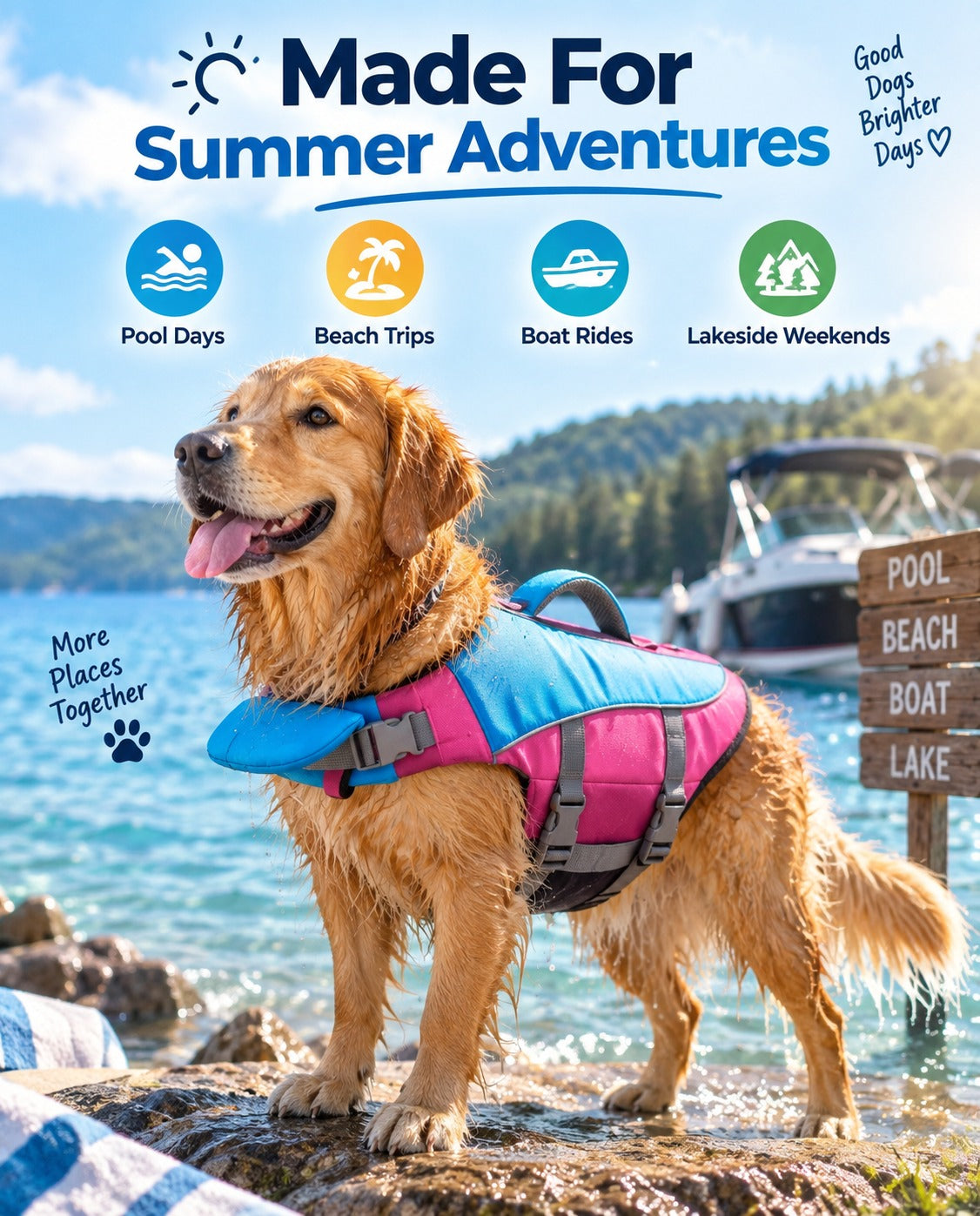 🐶 3-in-1 Safety Swim Gear for Dogs! 🌊 High-Buoyancy Life Vest 🤿 Front Head Support & Easy-Grab Handle 💕