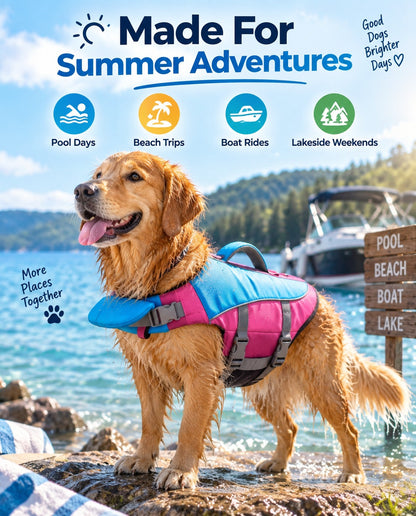 🐶 3-in-1 Safety Swim Gear for Dogs! 🌊 High-Buoyancy Life Vest 🤿 Front Head Support & Easy-Grab Handle 💕