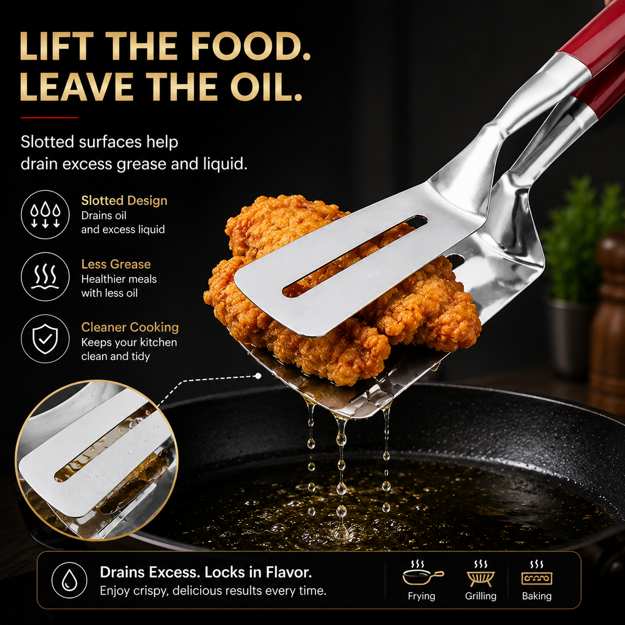 🍳 2-in-1 Stainless Steel Spatula Tongs | Flip, Grip & Serve with Ease