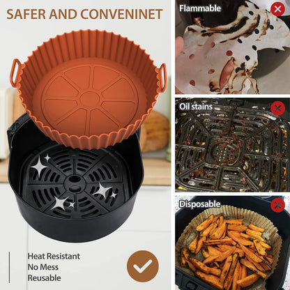 🍟 No More Scrubbing Your Air Fryer! 6-Piece Non-Stick Reusable Silicone Liners Set 🧽✨