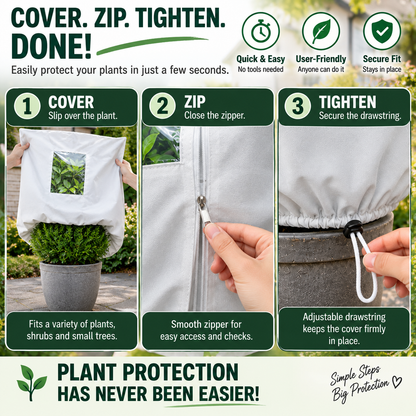 🌿 Plant Frost Protection Cover – Breathable Reusable Winter Cover with Clear Viewing Window