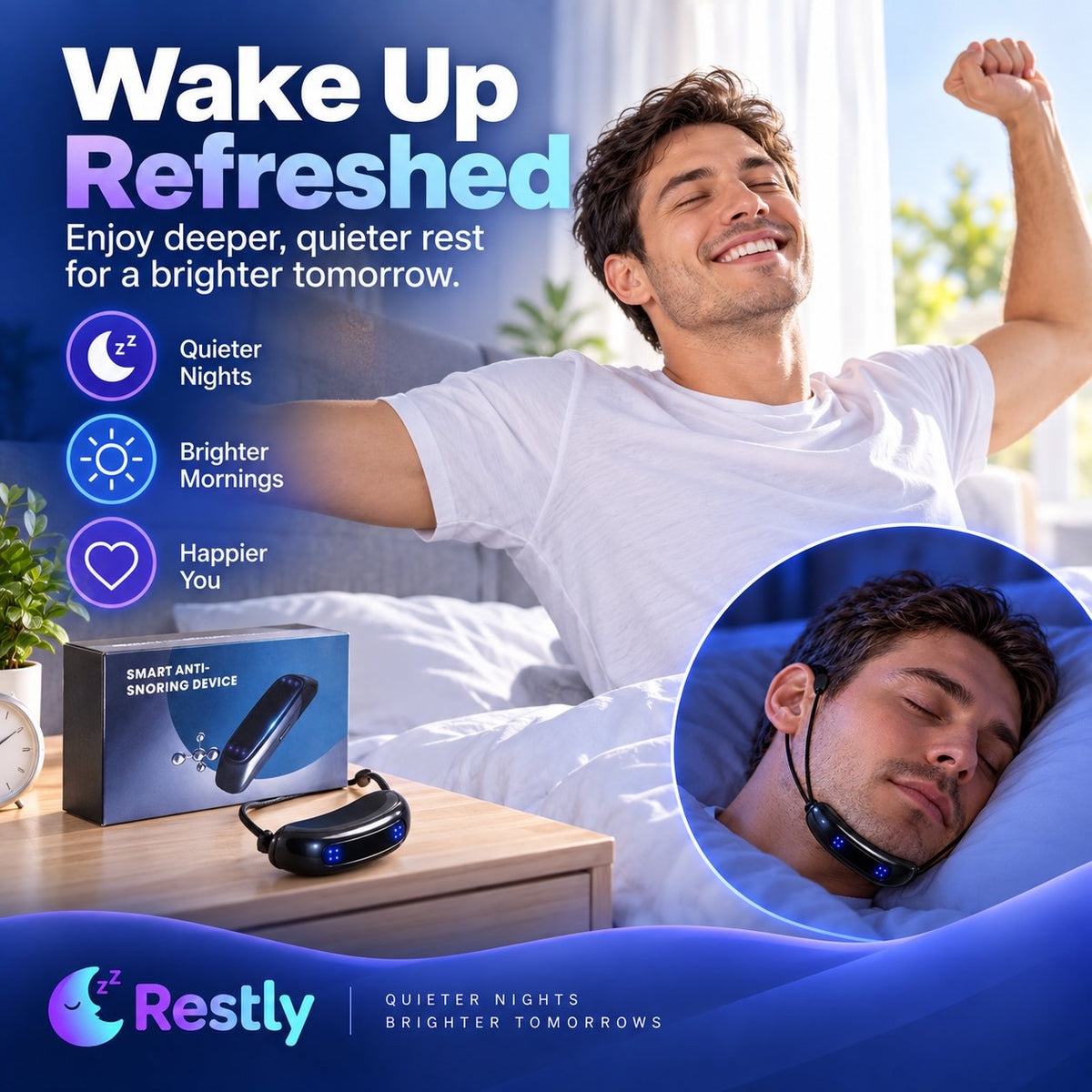 😴 Smart Electric Anti-Snore Device – Automatic Detection for Quiet Deep Sleep! 🌙