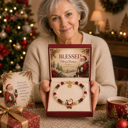 🌟 Festive Santa Claus Beaded Bracelet Gift Box 🎄 — Spread Joy & Blessings This Season! 💖