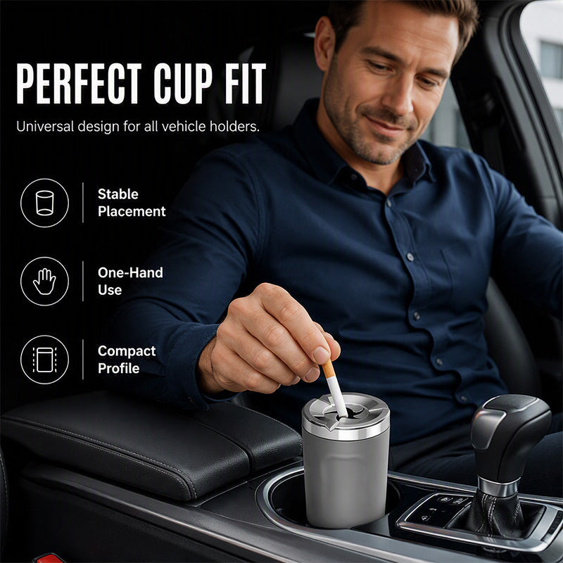 🌀 Rotating Lid Car Ashtray 🖤 Stylish Car Interior Ashtray